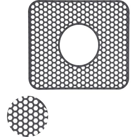 Tapis d'évier de cuisine carré en silicone — 31,5 x 26,5 cm — Antidérapant, résistant à la chaleur et drainant protecteur d'évier pliable pour évier et plan de travail (gris) (1/5)