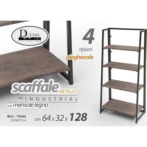 Libreria scaffale urban industrial cm 64 x 32 x 128 h