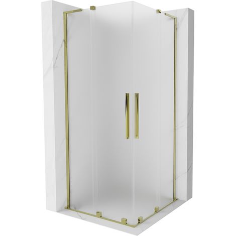 Mexen Velar L Duo cabine de douche coulissante 90 x 90 cm, verre dépoli, or - 871-090-090-02-33-50 (1/5)