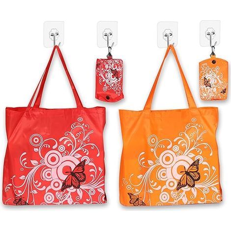 CCYKXA Set of 2 (44.5 x 44.5 cm) large reusable and foldable shopping bags for women, eco-friendly tote bags, shopping bags, grocery bags, fabric bags (1/5)