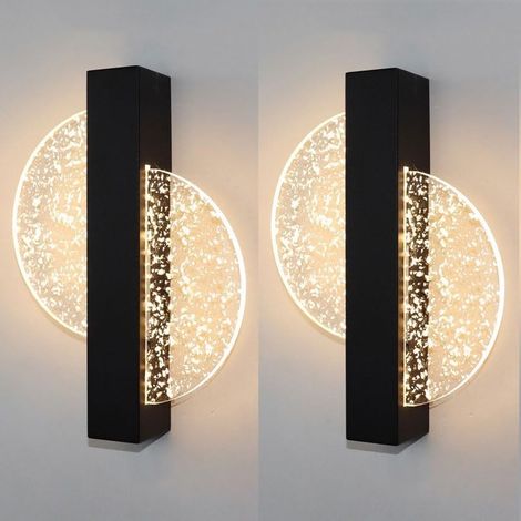 Lot de 2 appliques murales LED acryliques noires style nordique, 3 couleurs pour chambre salon chevet (1/5)