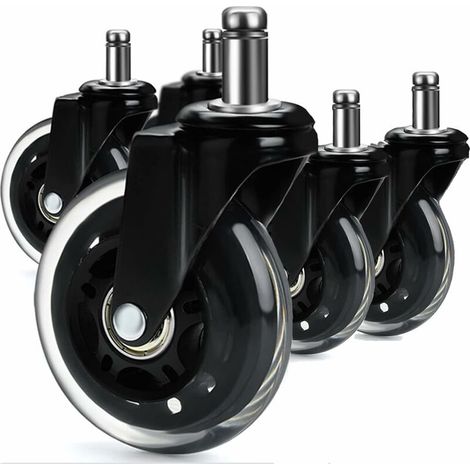 Pack of 5 Office Chair Casters Office Chair Casters 360 ° Rotation, Replacement for Universal Office Chair Replacement Casters (75MM, 10X22MM) (1/5)