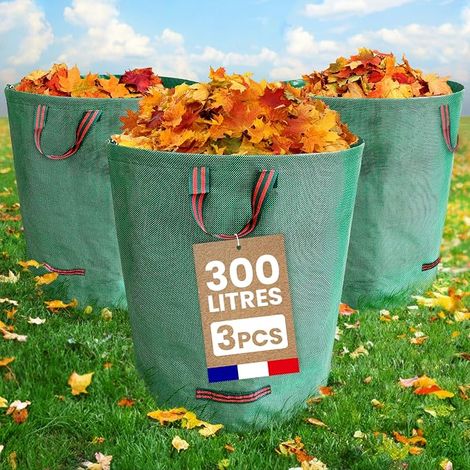 Bolsas de residuos de jardín de polipropileno, forros de cubo para exteriores con asas, residuos de plantas, reciclaje de residuos (1/3)
