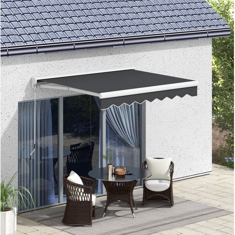 Toldo articulado eléctrico 250x200 cm gris en aluminio con mando a distancia y manivela (1/4)