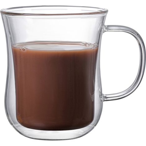Verre Isolé Double Vitrage avec Manche Large - Mug Café Borosilicate Transparent Capacité 200ml/400ml 1 Pièce (1/5)