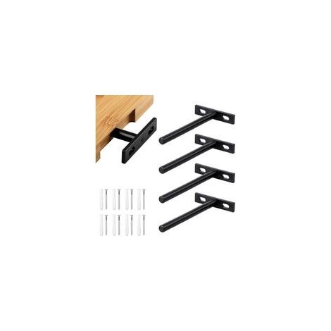 Lot de 4 supports d'étagère invisibles, 128 mm / 5 pouces, supports d'étagère invisibles, supports d'étagère murale, support d'étagère murale invisible, support d'étagère murale flottante invisible - (1/4)