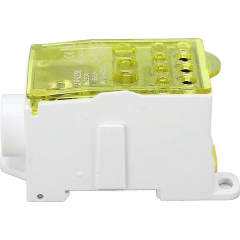 Boîte de jonction avec bornier pour montage sur rail DIN, unipolaire, 690 V, 250 A, jaune