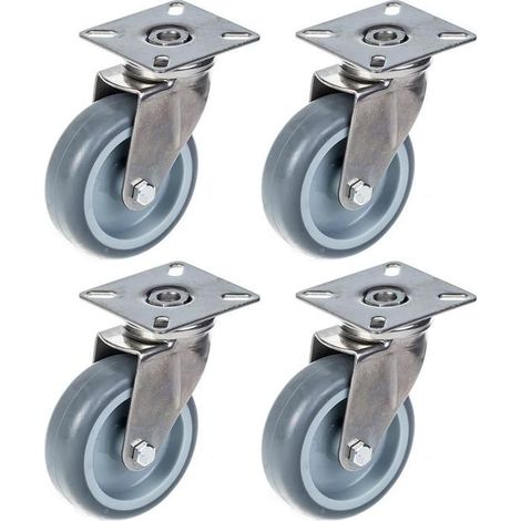 'Roulette - 75mm - Stainless Steel - Swivel - Set of 4'