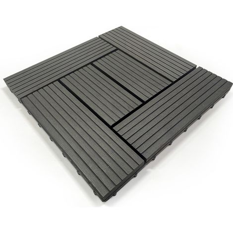 Kit mattonelle da balcone grigie in WPC da 30x30x2 cm (1/4)