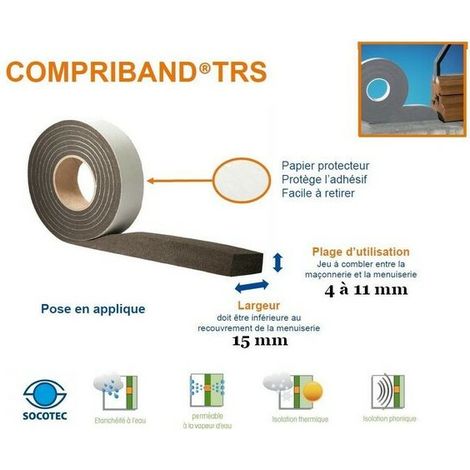 Joint de mousse imprégnée 5m60 – Largeur 15mm pour espaces extérieurs – Étanchéité et isolation thermique – Compatible PVC, bois, aluminium - larg15