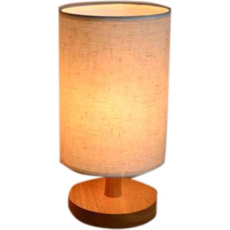 Lampe de chevet LED en bois massif, abat-jour moderne, interrupteur à bouton pour chambre d'hôtel, avec ampoule LED incluse, forme ronde, branchement par prise. (1/5)