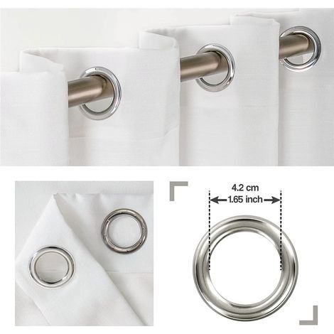 Leinen-Voile-Gardinen, 140 x 225 cm, feinkörnig, dekorativ, transparent, halbtransparent, mit Ösen, für Wohnzimmer, Schlafzimmer und Küche, 2-teilig, weiß (1/4)