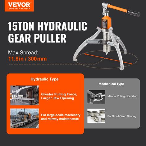 Extracteur de Roulement à 2/3 Mâchoires Arrache Roulement Traction 15 T en Acier Arrache Moyeu de Roue Ouverture 304,8 mm Course 55… (1/5)