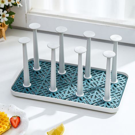Égouttoir créatif pour tasses en verre, plateau à thé, rangement pour tasses à thé, égouttoir à tasses inversé, séchoir (blanc et vert)-AquaForge (1/5)