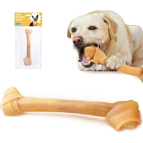 100% natürlicher Hundekauknochen, aus gepresstem Rindsleder, geknotet, für mittelgroße und große Hunde, 1 Stück 30cm/180g, Qualitätskauartikel ohne Chemie (1/4)