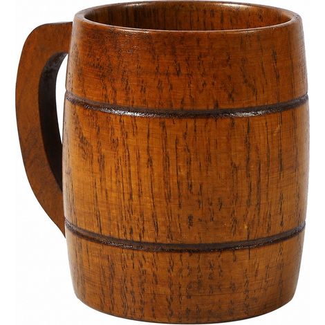 Chope à bière vintage en bois de 350 ml avec anse, grande capacité