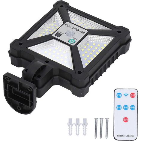 Lampe solaire extérieure à détecteur de mouvement, étanche IP65, LED avec télécommande pour allée ou clôture