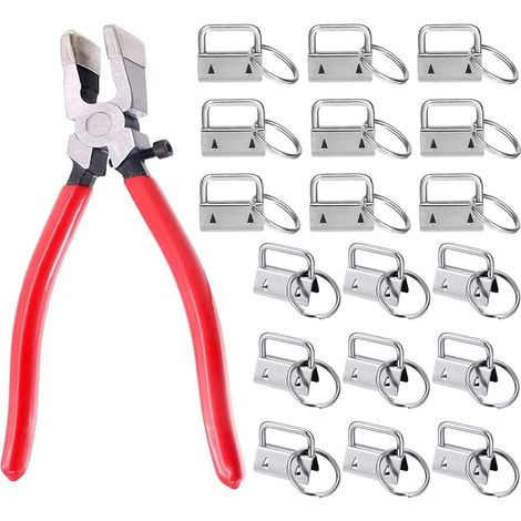 60 Sets mit 1-Zoll-Schlüsselanhänger-Befestigungen inklusive Montagezange – Profi-Werkzeug mit Gummispitzen – Montage von Schlüsselanhänger-Hardware – 1 Zoll – 60er-Set (1/4)