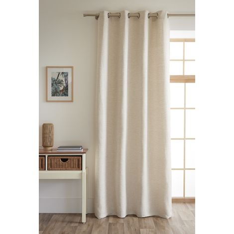 Rideau + 8 œillets 140 x 240 cm fils teints jacquard "Atlas" Le fil d'Ariane - Atlas Sable - (1/2)