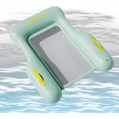 Fauteuil flottant de piscine pliable avec base en filet Support anti-basculement sur trois côtés pour adultes, hommes, femmes, jeunes et enfants, idéal pour bronzer, nager et jouer dans l'eau en été.