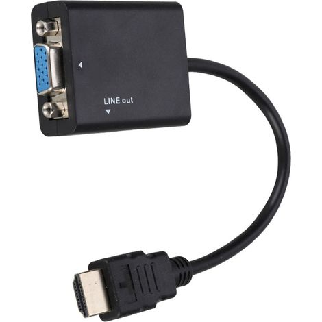 Câble adaptateur convertisseur HDMI vers VGA portable 1080p et câble audio USB 3,5 mm