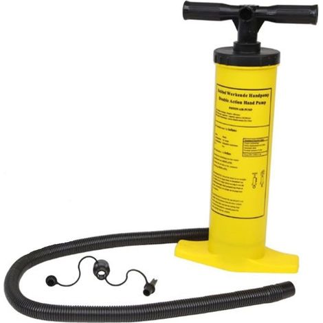 TRADE SHOP - Pompa A Mano A Doppia Azione 51cm Gonfiatore Manuale Giallo Con Tubo 2 Adattatori 016972 - (1/2)