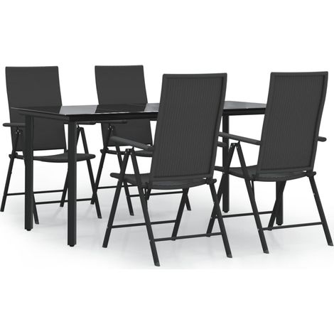 Maison Exclusive - Set da Pranzo da Giardino 5 pz Nero in Polyrattan