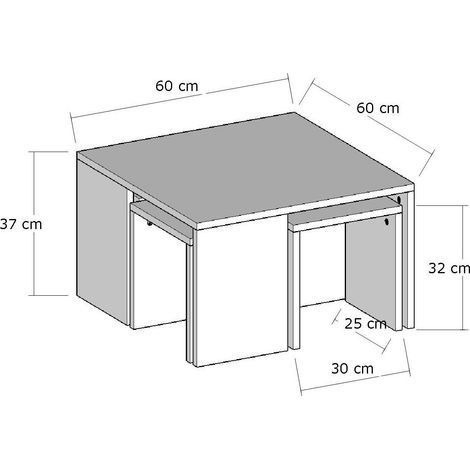 Couchtisch-Set aus Holz "Ortanca" - 60 x 60 x 37 cm - Eiche Saphir