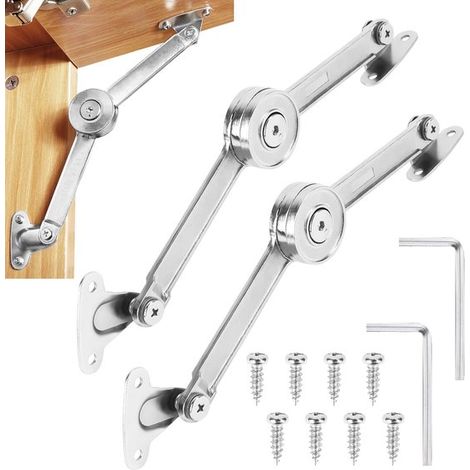 Lot de 2 charnières à fermeture douce pour supports de couvercle, avec vis et clé Allen, adaptées aux armoires et meubles (1/5)
