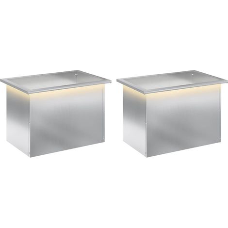 Garden Planter with LED 2 pcs Silver 40 x 60 x 40 cm vidaXL