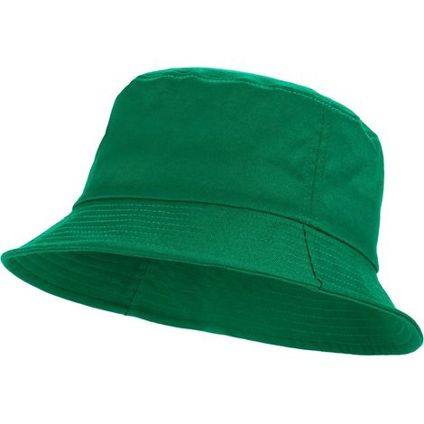 Unisex Bucket Hat 100% Cotton Foldable Sun Hat Plain Dark Green (1/5)