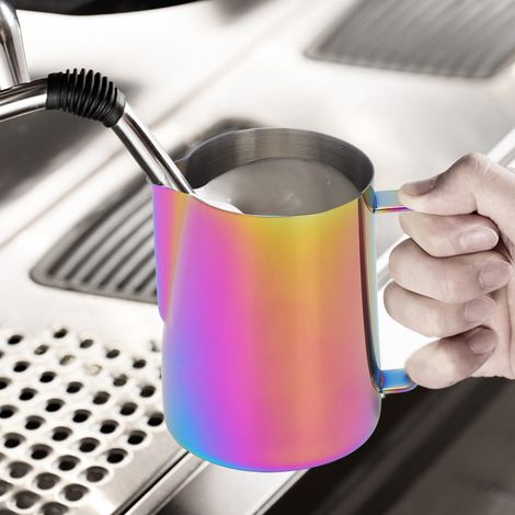 Pichet à café en acier inoxydable titanisé de 600 ml, tasse à mousser le lait pour latte art, coloré (1/5)