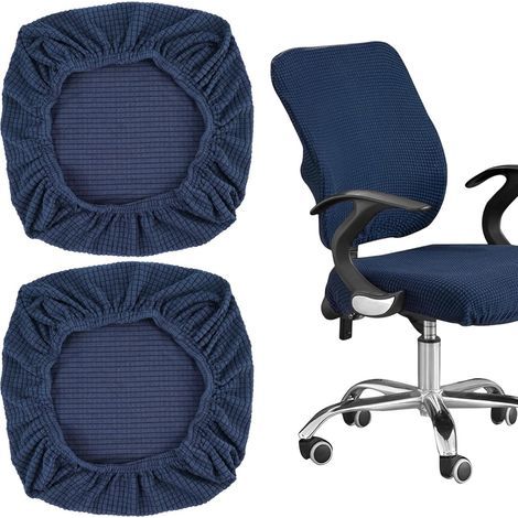 2 Pièces Protège Siege Bureau, Housse pour Chaise de Bureau, Housse Fauteuil De Bureaux, Chaise D'ordinateur Housses, Housses de Siège de Chaises Élastiquées, pour Bureaux, Bar, Magasin (Bleu Foncé) (1/5)