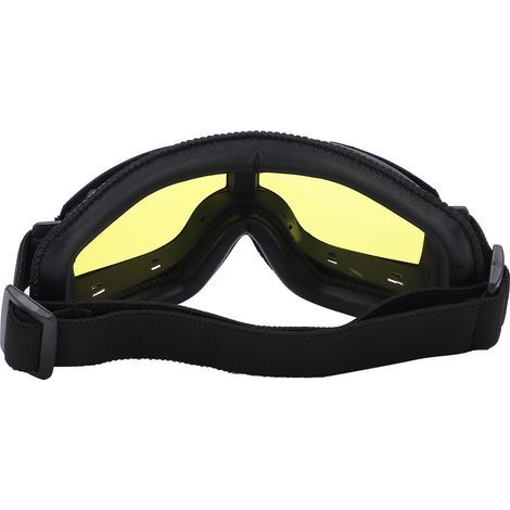 Wind- und sanddichte Motorradbrille, verstellbare Passform, schwarzer Rahmen, gelbe Gläser. Ideal für Motocross. (1/5)