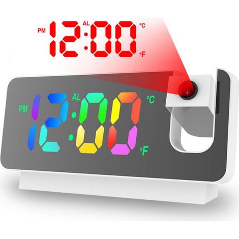 Radio Réveil - - Modèle Projection LED - Thermomètre - Miroir - FM (1/5)
