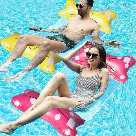 Lit De Piscine Gonflable 2pcs Hamac Gonflable Hamac De Piscine 4 en 1 Matelas Gonflable Piscine Adulte Chaise De Piscine Gonflable Chaise Longue De Plage Flottante pour Adultes Enfants (1/5)
