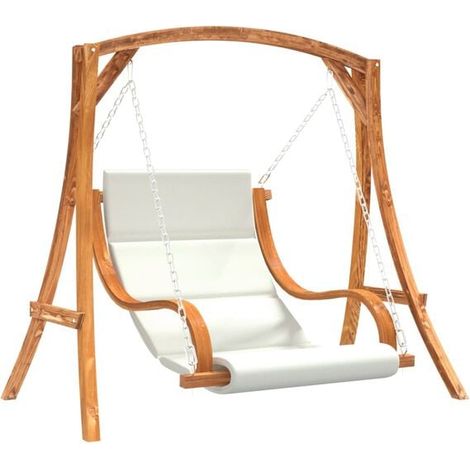 Une balancelle rembourrée en bois d'épicéa avec placage en teck. (1/5)