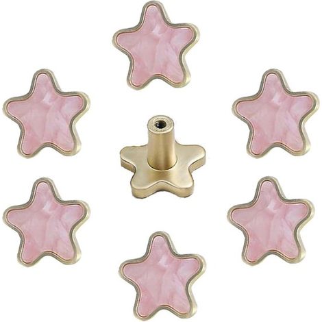 pomos de latón en forma de estrella，pomos en forma de estrella para cajones，oro cepillado，alacenas y roperos (rosa) (1/5)