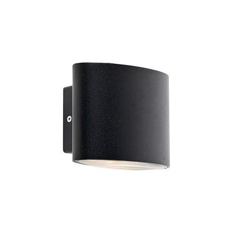 QAZQA Moderno Aplique de pared exterior moderno negro con LED IP44 - Ovum Acero inoxidable Ovalada Incluye LED Max. 2 x 10 Watt