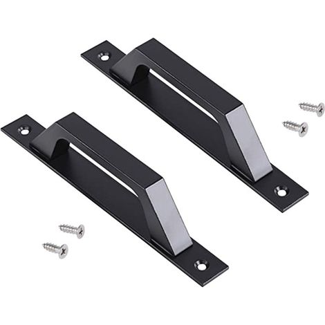 Poignée de porte de grange coulissante noire, quincaillerie pour portes de jardin en bois et abris (1/4)