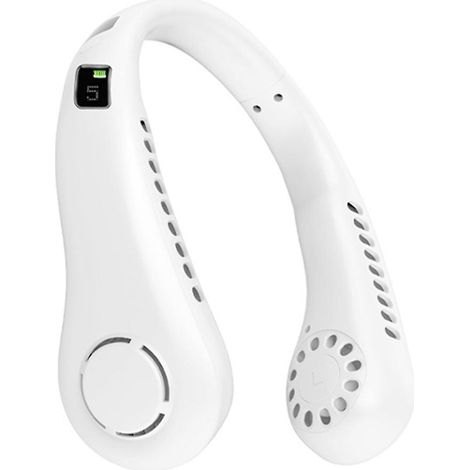 Ventilateur portable à 5 vitesses, sans pales, avec affichage numérique, à porter autour du cou, batterie de 2600 mAh, pour une climatisation confortable