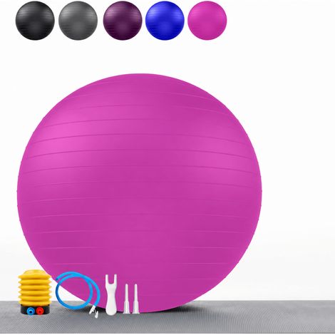 Gymnastikball mit Fußpumpe – platzsicherer Sitzball – Yoga – Schwangerschaft – Balancetraining (1/2)