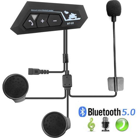 Motorcycle helmet Bluetooth headset, wireless stereo Bluetooth 5.0 headset, automatic call answering, waterproof and noise-canceling.