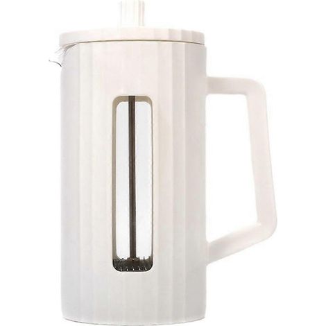 Cafetière à piston 600 ml en verre borosilicate haute densité, avec mousseur à lait et théière, blanche. (1/5)