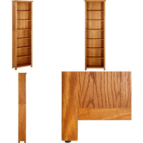 Bibliothèque à 7 niveaux 60x22x200 cm Bois de chêne massif - Bibliothèque En Bois - Bibliothèque Chêne - Bibliothèque Rustique - Meuble Rangement - Étagère Bibliothèque - Home & Living (1/5)