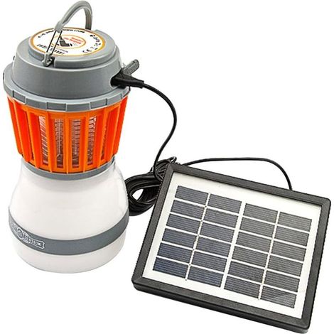 Lampe de camping solaire portable – rechargeable par USB – anti-moustiques, avec panneau solaire et câble USB, 17 x 9,5 cm / 6,69 x 3,74 pouces (1/5)
