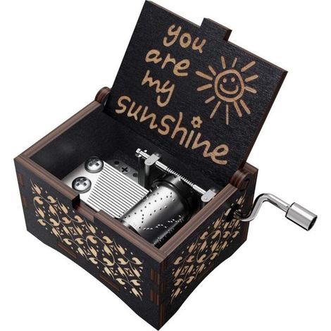 Handkurbel-Musikdose aus Holz: „You are My Sunshine“