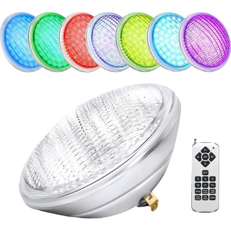Éclairage de piscine,36W RGB Lampe de Piscine LED PAR56 Ampoule Led Piscine IP68 Lumiere Pour Piscine avec Télécommande 3500lm Angle de Faisceau 120 ° (1/5)