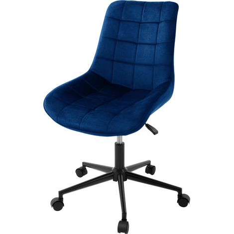 ML-Design Silla de Oficina Azul Asiento Ergonómico Acolchado Tapizado de Terciopelo, Patas de Metal con Ruedas Sillón Moderno para Mesa de Salón Escritorio Dormitorio o Cocina, Altura Ajustable (1/5)