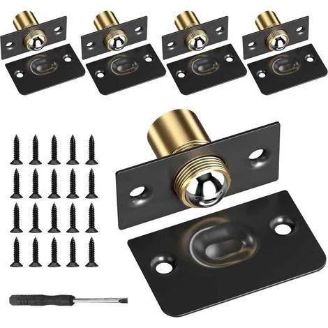 Lot de 5 loquets à billes réglables silencieux à l'aide de loquets à billes sans bruit pour portes intérieures, armoires, armoires et armoires avec vis de fixation et tournevis (1/4)